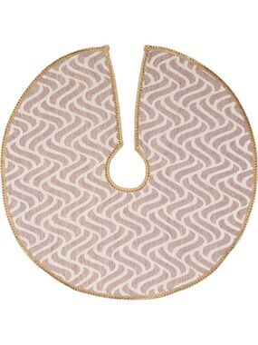 VHC Brands Magdalene 48” Christmas Tree Skirt – Rose Gold & White with Gold Trim